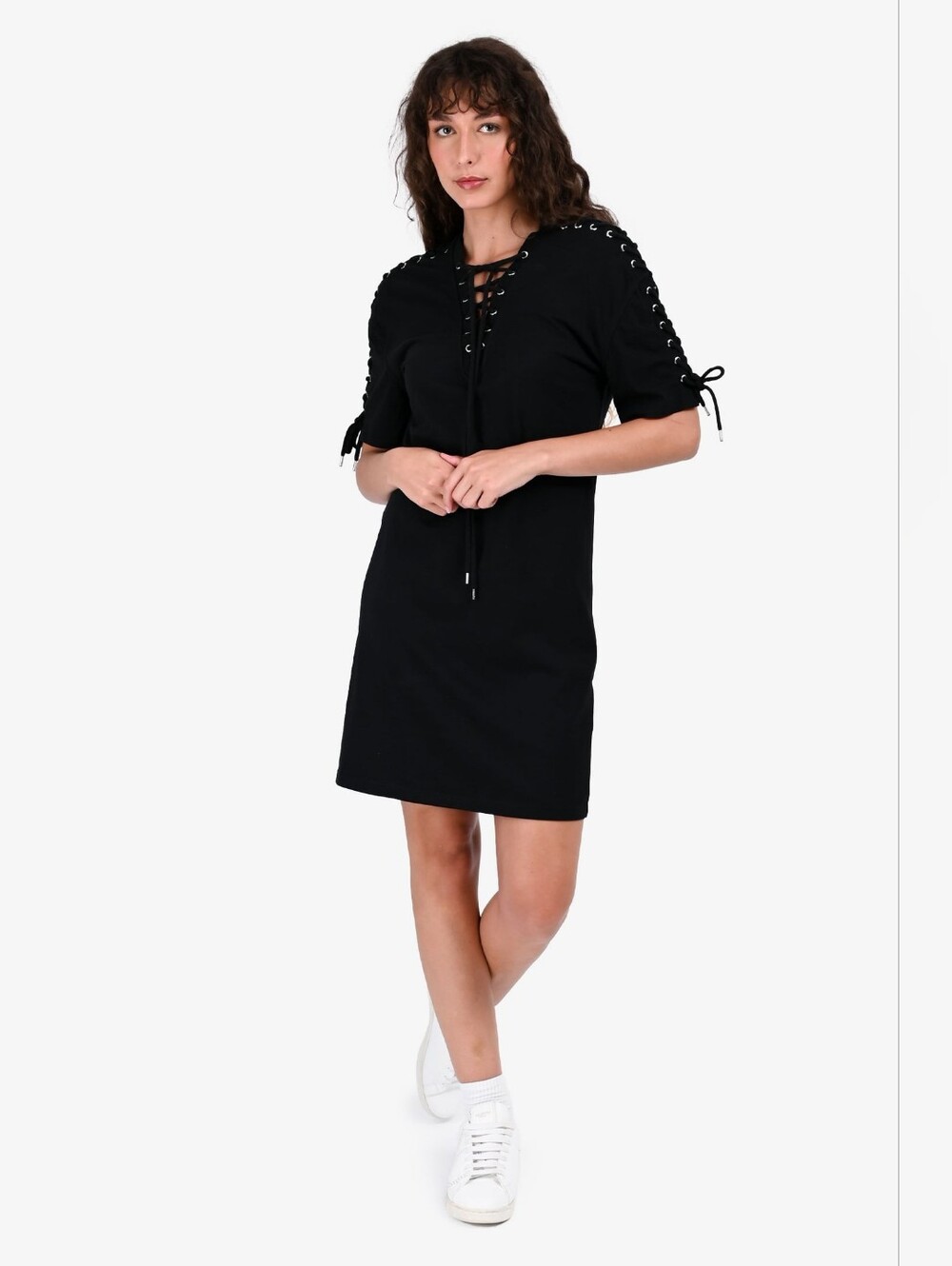 McQ By Alexander MvQueen Black Lace Up Mini Dress Medium